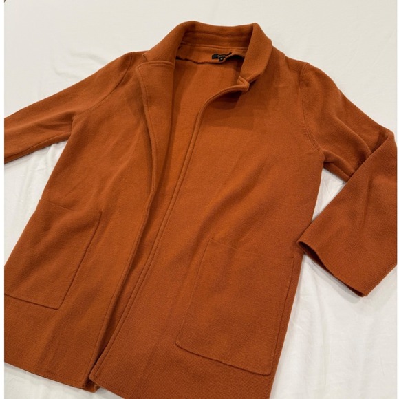 Quince Sweaters - Quince Womens Organic Cotton Knit Blazer Ginger Orange Cardigan SHWDC01 Size S